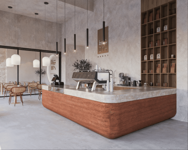 Escena 3D – Cafetería Moderna con Estilo Minimalista - Imagen 3